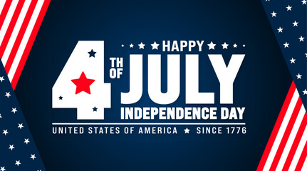 United States of America Independence Day Celebration background. 4th of July happy independence day background or banner design template with unique shape and USA flag vector.