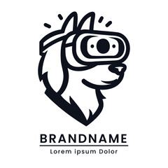 Modern husky logo with VR headset, innovative technology branding, stylish pet illustration