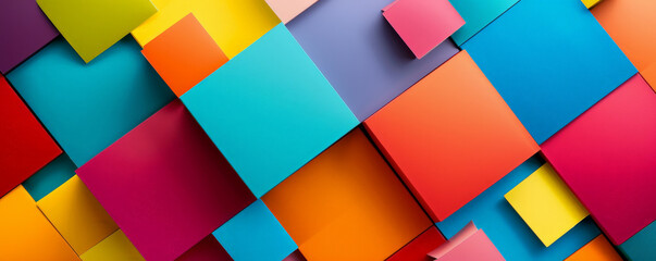 Bright background with vivid, high-contrast color blocks.