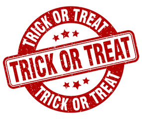 trick or treat stamp. trick or treat label. round grunge sign