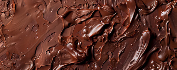 Chocolate background with smooth, chocolate ganache with a shiny finish.