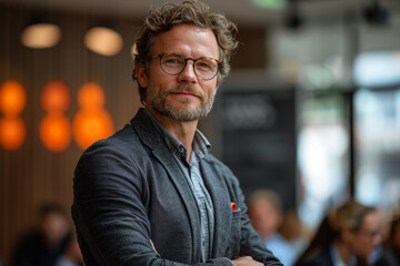 A business trainer conducting a workshop on leadership skills