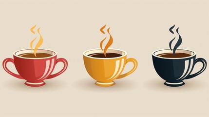 Obraz premium Three Cups of Coffee in Different Colors