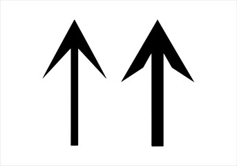 Black thin arrow silhouette isolated on white background. Thin arrow icon vector illustration design.