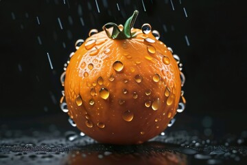 wet and fresh organic oranges in macro close up