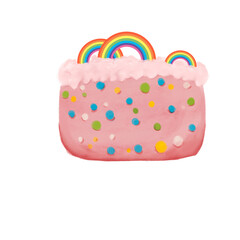 Illustration gateau arc en ciel pastel