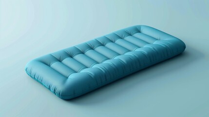 Fototapeta premium Blue inflatable mattress on a light blue background