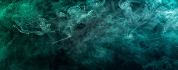 Smoke background with deep, emerald green smoke creating a mystical effect.
