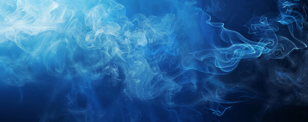 Smoke background with ghostly white smoke flowing against a deep blue night sky.