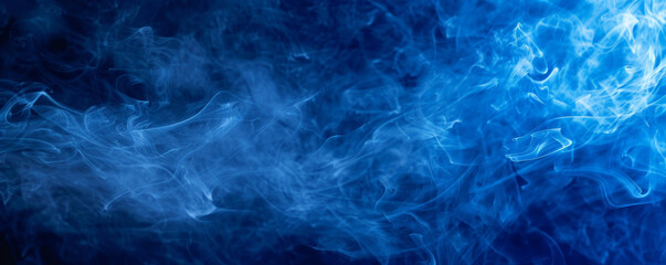 Fototapeta premium Smoke background with ghostly white smoke flowing against a deep blue night sky.