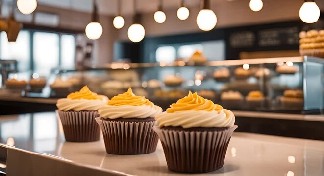 Interior of a cupcake shop.