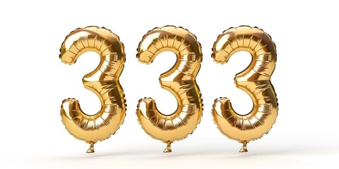3d golden number 333 on white background numeric symbol decorative gold texture