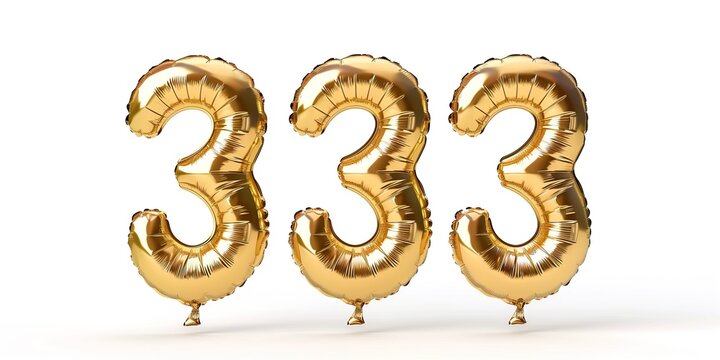 3d golden number 333 on white background numeric symbol decorative gold texture