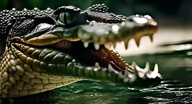 Close up shot of an alligator.