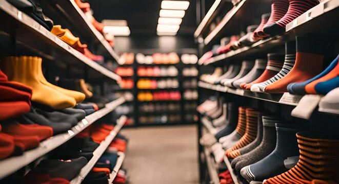 Interior of a sock store.