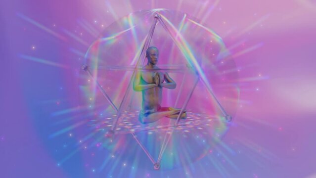 looped 3d animation radiance of the energy astral system of merkabah
