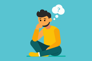 a man thinking in sitting with confused face