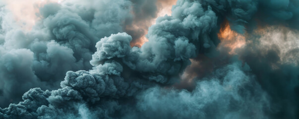 Smoke background with thick, black smoke plumes creating a dramatic scene.