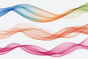 Multicolored abstract waves, set. Flow of wavy curved lines, design element.