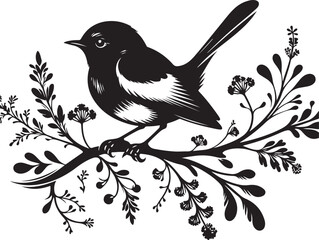 Copsychus saularis Vector Silhouette With white background