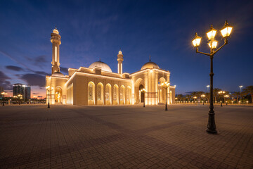 Beautiful view of Al-Fateh Grand Mosque at Night, Manama, Bahrain