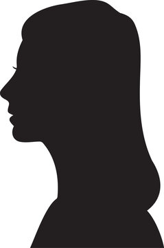 recommend clip art: Young woman Head side view Silhouette on white background.