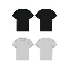 Men&rsquo;s Black T-Shirt Realistic Mockup - Short Sleeve Street-wear Apparel Template - Fashion CAD Tech Clothing Design Illustration