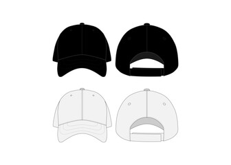 Hat Dad Cap Vector Mockup Hat Technical Drawing Illustration Cap Hat Outline Template Flat Sketch Dad Hat Template