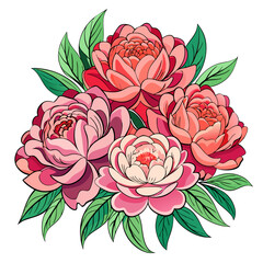 Vibrant Peony Bunch Clipart for Creative Projects