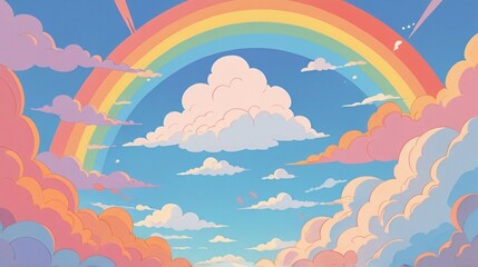illustration of beauty rainbow in the sky 