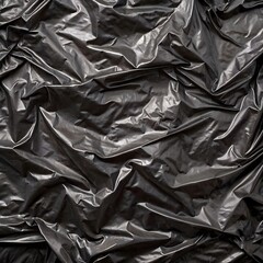 Wrinkled Black Plastic Bag Texture. Generative AI