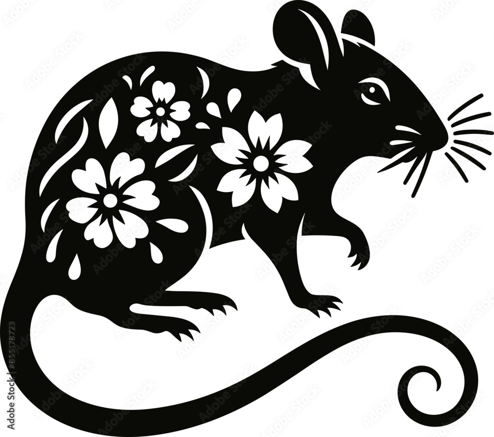 Wall mural floral rat