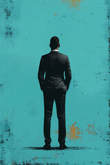 Abstract Businessman Illustration with Vibrant Background, Office Worker in Suit, Modern Art Style Portrait for Professional and Creative Concepts