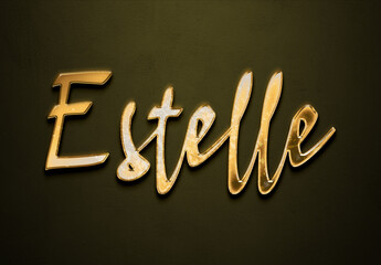 Old gold text effect of name Estelle with 3D glossy style Mockup.