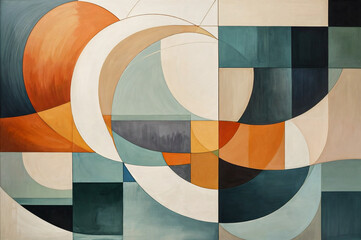 Painting of a Dreamscapes in Cool Hues: A Dance of Faces and Forms