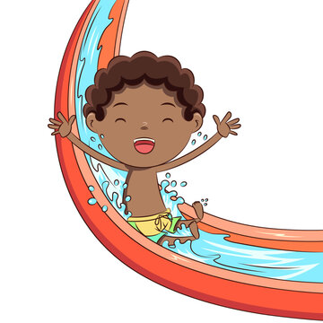 recommend clip art: Boy on water slide