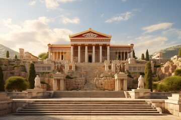 Fototapeta premium Greek temple image. Greek civilization. Archeology of ancient Greece. News about ancient Greece. History book about ancient Greece.