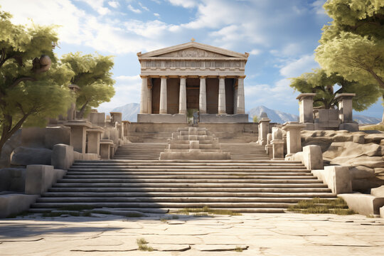 Greek temple image. Greek civilization. Archeology of ancient Greece. News about ancient Greece. History book about ancient Greece.