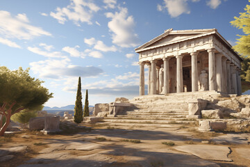 Obraz premium Greek temple image. Greek civilization. Archeology of ancient Greece. News about ancient Greece. History book about ancient Greece.