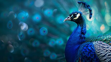 Mesmerizing Portrait of Vain Peacock Displaying Magnificent Plumage
