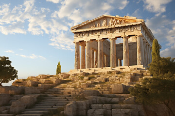 Obraz premium Greek temple image. Greek civilization. Archeology of ancient Greece. News about ancient Greece. History book about ancient Greece.