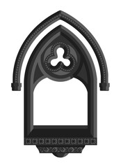 Gothic window tracery. Stone architectural frame. Illustration.