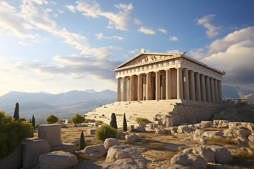 Fototapeta premium Greek temple image. Greek civilization. Archeology of ancient Greece. News about ancient Greece. History book about ancient Greece.