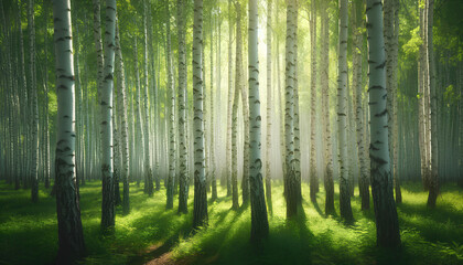 a beautiful birch grove on a sunny day