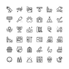 Thin line icons set of pets and veterinary