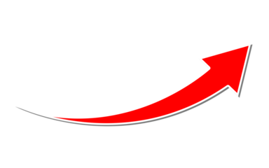 red arrow curve graph isolated on transparent background