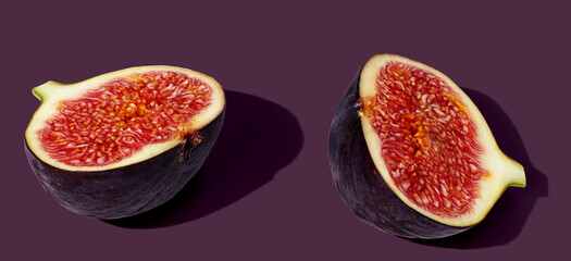 Fresh figs on purple pastel background