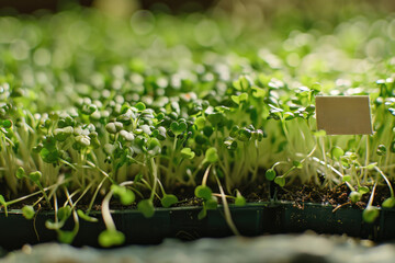 Close-up shot of multiple green sprouts