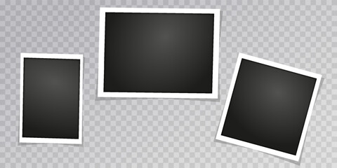 Vector Polaroid Frames: Realistic Photo Templates with Shadows. Vintage Card Set for Stock Use. Vector Illustratios on transparent background.