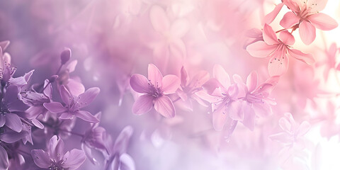 Gradient from light pink to soft purple with subtle floral patterns, providing a gentle and feminine look, ideal for a beauty product or spring sale banner 